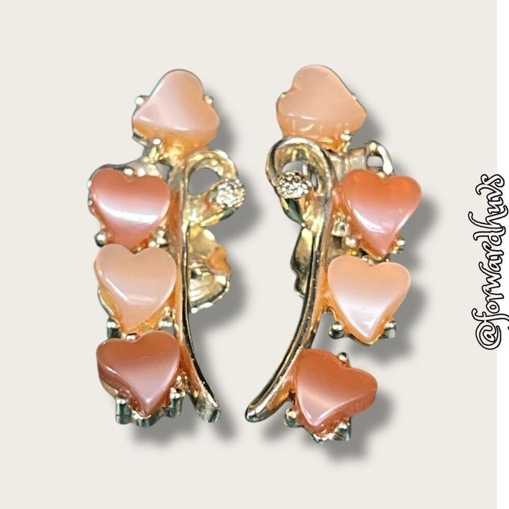 1950's Moonglow Lucite Thermoset Gold Tone Clip-On Earrings